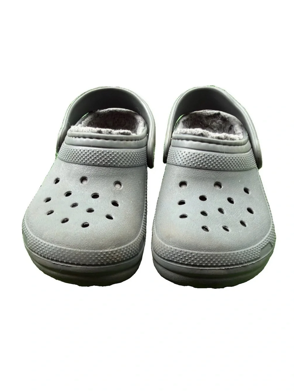 CROCS Kids Size J2 Fleece Lined Clogs - Solid Gray Casual Sandal Shoe